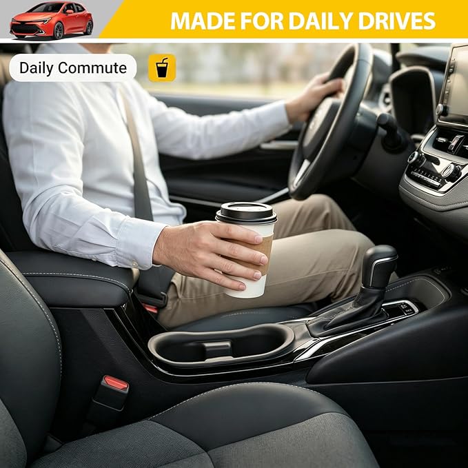 Cup Holder for 2023-2026 Toyota Corolla Sedan Hatchback Center Console Cup Holder Insert Cupholder Organizer Coaster Liner for 23-26 Corolla Interior Accessories