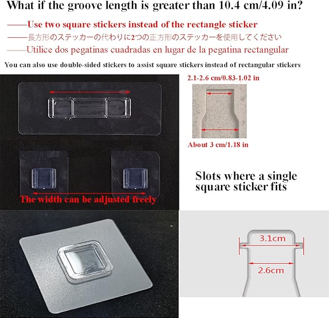 12 PCS Wall Mounted Replacement Sticky pads for Kitchen Bathroom Shower Caddy Organizer Rack Holder Nail Free Adhesive Hooks (Square)