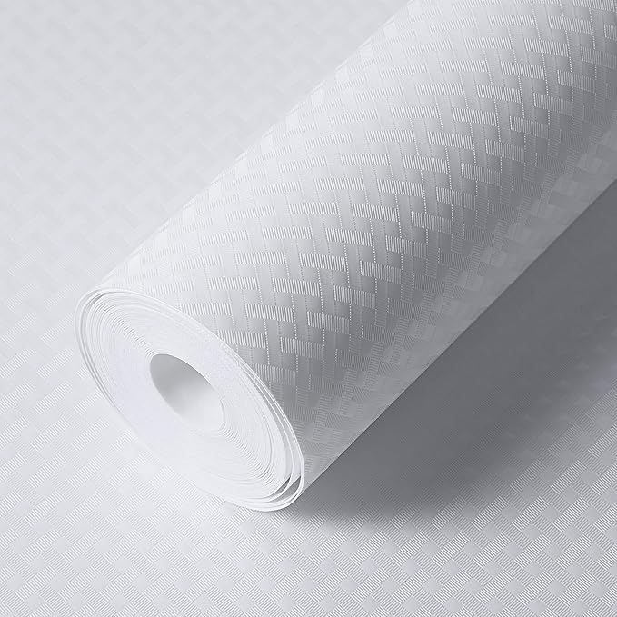 White Shelf Liner Kitchen Cabinet Liners Refrigerator Liners Waterproof & Oil-Proof Cupboard Liner Drawer Mats EVA Material Non Adhesive Fridge Liners 23.6 x 157.4 Inch