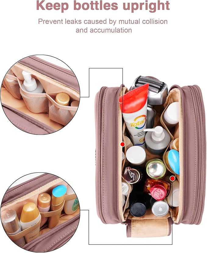 Toiletry Bag for Men & Women, Cruise Ship Travel Essentials, Shaving Dopp Kit with Dry and Wet Separation, Water-resistant Bathroom Cosmetic Organizer Bag, Makeup Accessories, Dark Purple