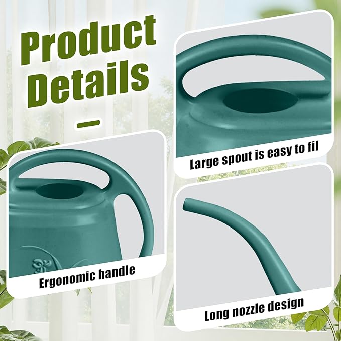 Watering Can - for Home Plant Garden - 1/2 Gallon - Green
