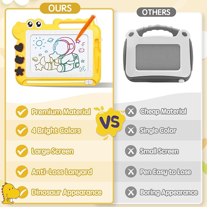 AiTuiTui Magnetic Drawing Board Toddler Toys Gift for Girls Boys, Color Sketch Writing Scribble Doodle Pad Travel Games, Educational Learning Kids Toys for Toddlers Birthday (Yellow)