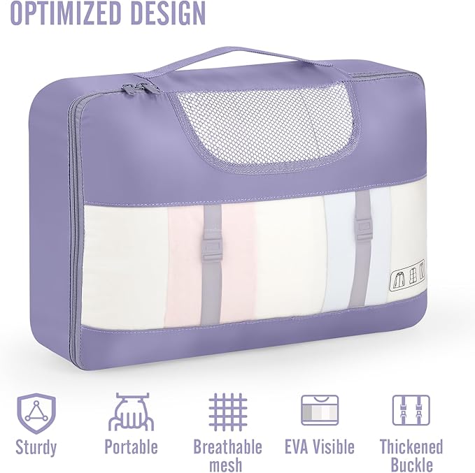 Veken 8 Set Packing Cubes for Travel Essentials, Suitcase Organizer Bags in 4 Sizes, Carry-On Luggage Accessories with Large Laundry & Hanging Toiletry Bag, Must-Have for Airplane, Road Trip & Camping