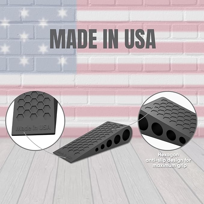 Door Stoppers for Bottom of Door Premium Floor Rubber Door Stop Wedge Made in USA Heavy Duty Honeycomb Design for Carpet, Tile, Ideal for Home, School, Commercial,Grey