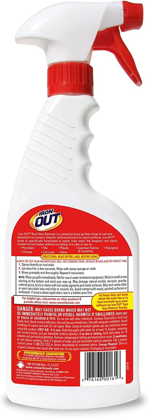 Iron Out Rust Stain Remover Spray Gel, 16 Fl. Oz. Bottle 3-Pack