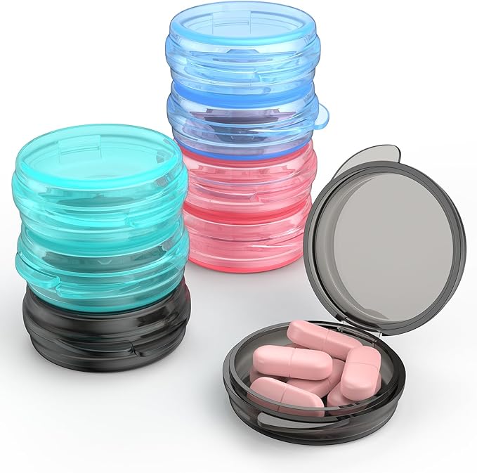 Small Pill Box, (8 Pack) Travel Pill Case Portable Daily Pill Organizer Mini Medicine Storage Container for Pocket Purse Cod Liver Oil Storage Box Earplug Case