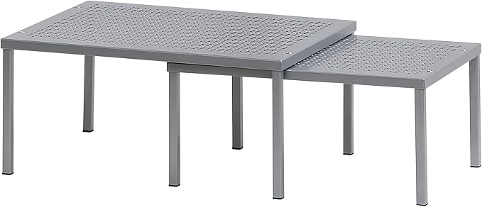 Simple Houseware Metal Top Expandable Stackable Kitchen Cabinet and Counter Shelf Organizer, Silver