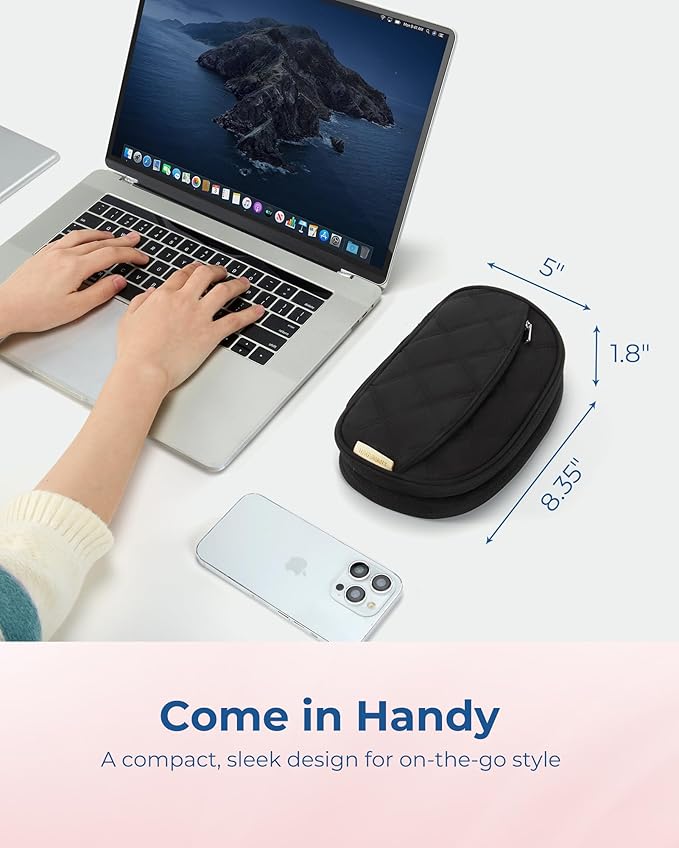 BAGSMART Travel Cord Organizer Electronics Case, Double Layers Puffer Cable Organizer Bag Travel Essentials for Women, Tech Organizer Case for Charger, Phone, Flash Drive - Black