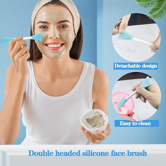 6pcs Silicone Face Brush Set, 2PCS Silicone Face Applicator Brush, 2PCS Exfoliating Lip Brush, 2PCS Silicone Face Cleaning Brushes Pad,Blackhead Face Exfoliator Skin Care Tool for Women Men