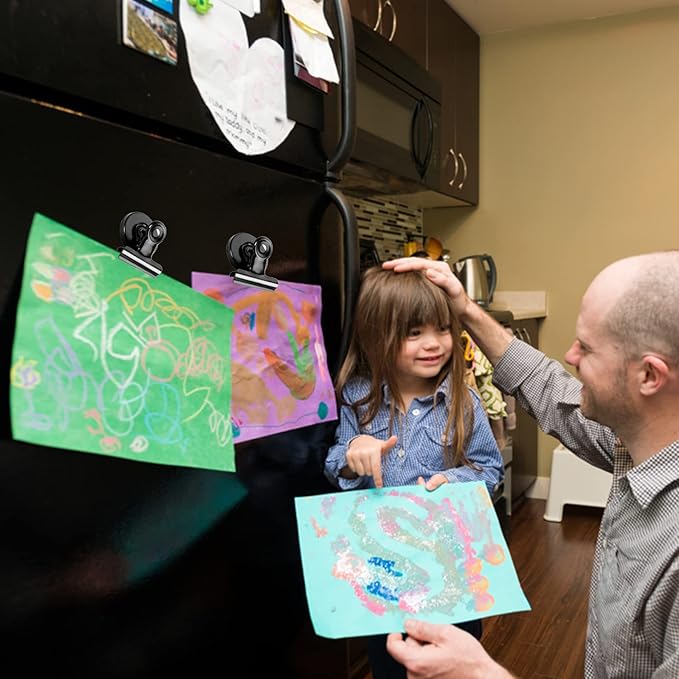 VNDUEEY 22 Pack Black Magnetic Clips for Whiteboard, Refrigerator Magnets Fridge Magnets, Magnet Clips for Home Kitchen & Office Organizing, Magnetic Paper Clip Holder