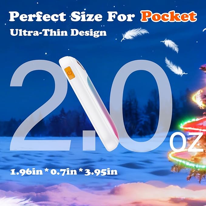 Rechargeable Hand Warmer 2 Pack, LED Display & 4 Levels, Ultrathin Electric Hand Warmers Portable USB Pocket Heater Fits Gloves for Hunting Essentials, Camping, Raynauds, Gifts for Christmas