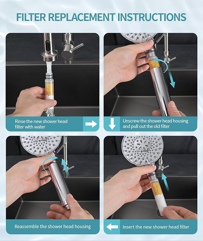 SR SUN RISE Shower Filter for Handheld Shower Head, NSF Certified 1 Pack Replacement Filters for Hard Water Remove Chlorine and Harmful Substances Only Fits SR SUN RISE Shower Head