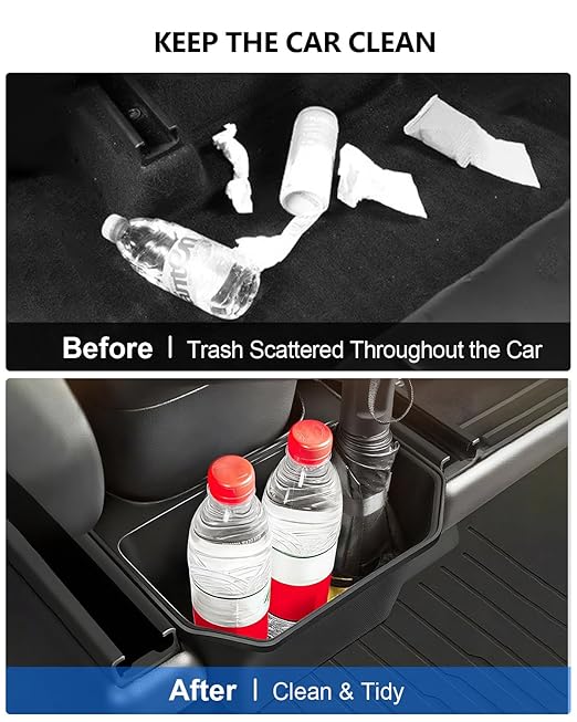 cybtkcar for Tesla Trash Can Model Y Refreshed Juniper Accessories 2020-2026 Rear Center Console Organizer Car Trash Can with Lid Model Y Backseat Storage TPE Under Seat Garbage Can 2nd Row Bin