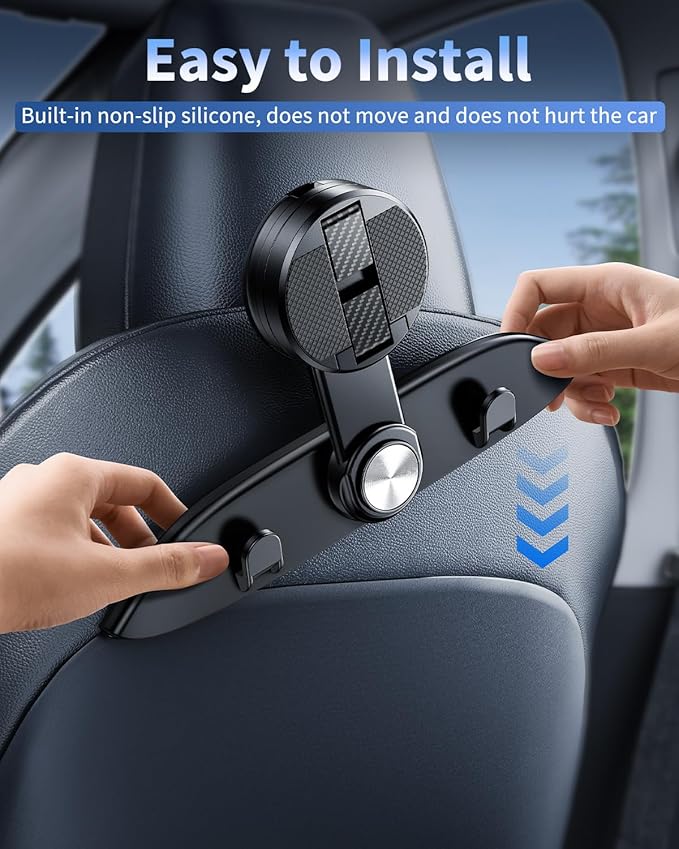 1 Pack Car Seat Hooks & Phone Mount for Tesla Model Y (Juniper) Model 3 (Highland) Accessories 2026 2025 2024 2023 2022 2021, Multifunction Clip Phone Holder | Car Seat Back Storage Hook Purse/Bag