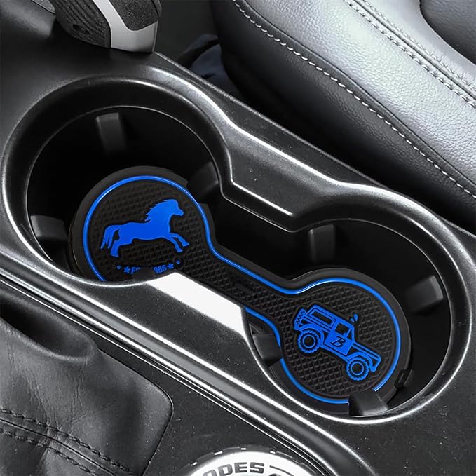 Car Cup Holder Coaster Compatible with Ford Bronco Offroad 2021-2025, Silicone Car Decorative Water Coaser, Bronco Car Accessories (Blue)