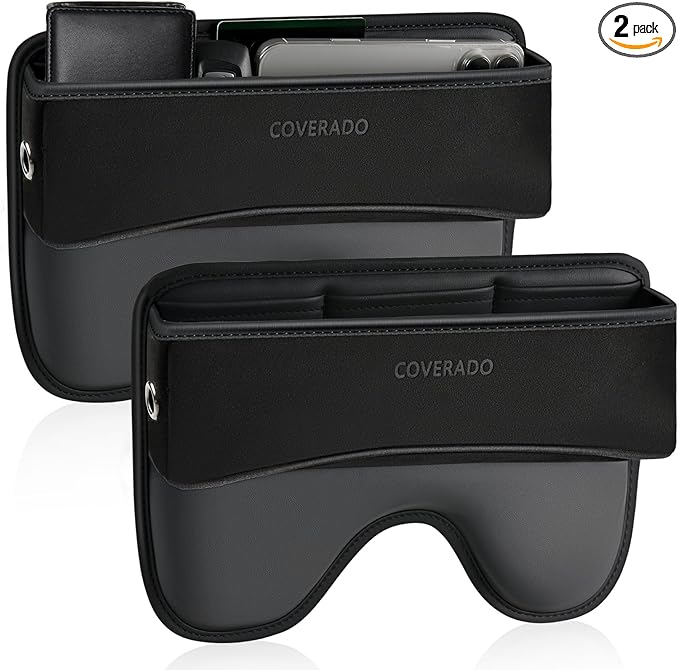 Coverado Universal Car Seat Gap Filler Organizer, Premium Suede Leather Car Seat Side Gap Filler, Seat Gap Storage Box for Suv Truck, Car Interior Accessories