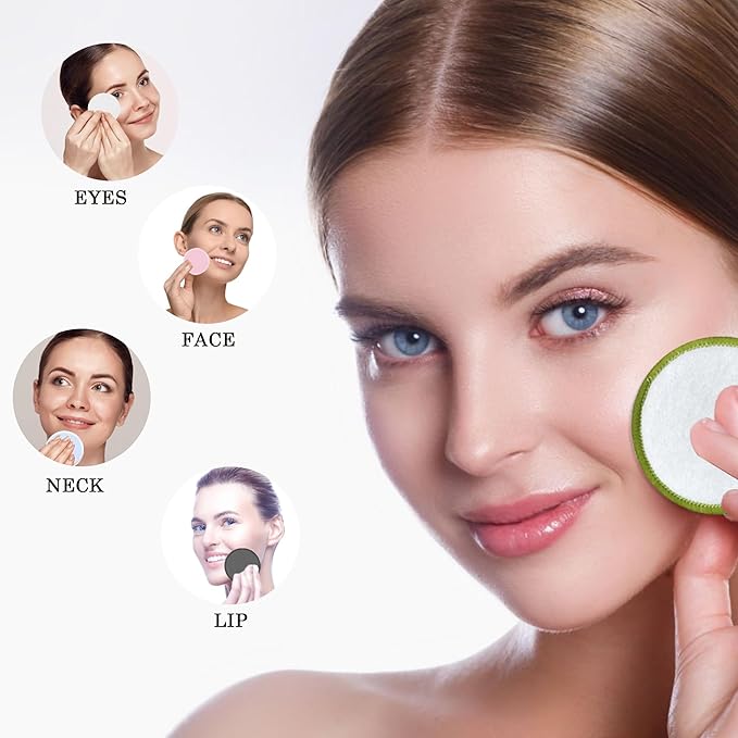 Chloven Reusable Cotton Rounds - 30 Pack Washable Bamboo Makeup Remover Pads for Gentle Cleansing Reusable Face Pads for Skincare & Nail Polish Removal with Mesh Storage Bag