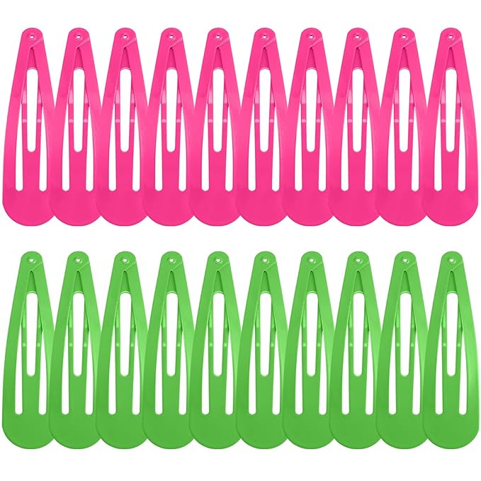 WILLBOND 30 Pieces 3.1 Inch Large Metal Snap Hair Clips Nonslip Barrettes Women Hair Accessories (Pink and Green)