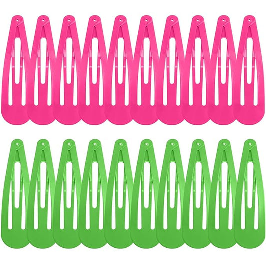 WILLBOND 30 Pieces 3.1 Inch Large Metal Snap Hair Clips Nonslip Barrettes Women Hair Accessories (Pink and Green)