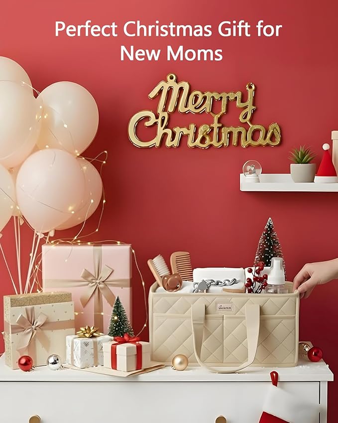 Diaper Caddy Organizer For Changing Table,Dutch Velvet Baby Diaper Caddy With 3 Removable Compartments &4 Side Pockets,Portable Diaper Basket For Car Organizer,Nursery Organizer For Essential Supplies