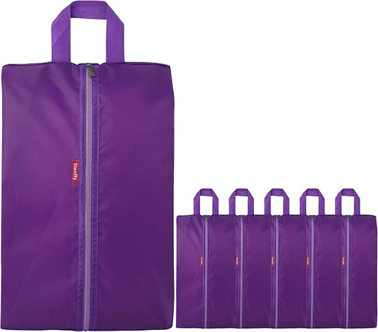 6pcs Portable Shoe Organizer, Travel Pouches with Zipper, Golf Shoe Bags, Clothes Bags, Soccer Cleats Bag Shoe Pouch for Gym, Waterproof, Odor-Resistant (Purple)