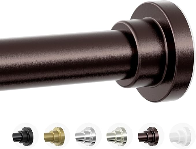 Mcrbeay Shower Curtain Rod, 1" Diameter Heavy Duty Tension Shower Rod, Non Slip Adjustable 28-74 inch No Drill Shower Curtain Rods Spring Tension For Bathroom, Shower Stall, No Rust, Bronze