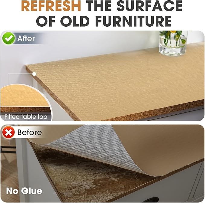 Drawer and Shelf Liner, Non-Slip Kitchen Cabinet Liners Non-Adhesive Thick Strong Grip Waterproof Washable Mats Protect Dresser Shelves Cupboard Bathroom Cabinets, Beige, 24 in X 10 FT