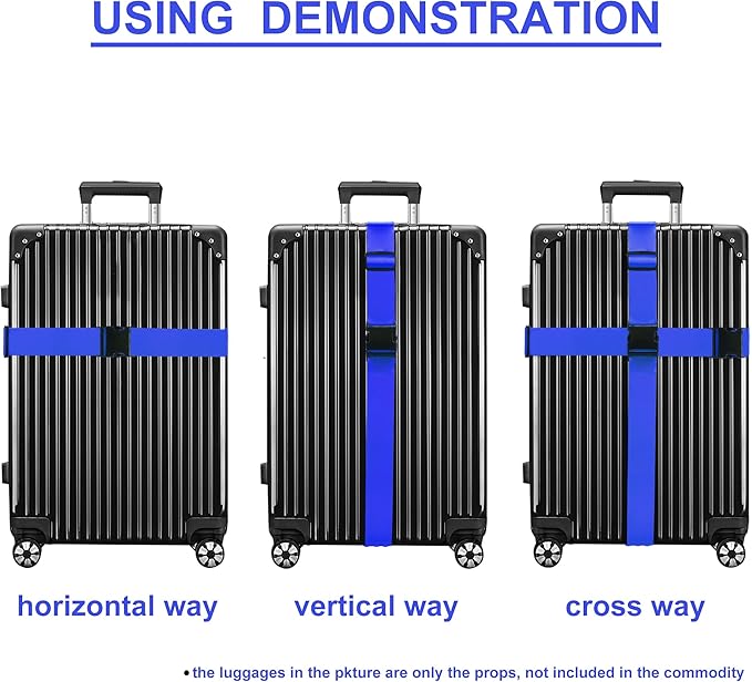 Luggage Straps for Suitcases TSA Approved Travel Belt 4 Pack by Chelmon (Blue)