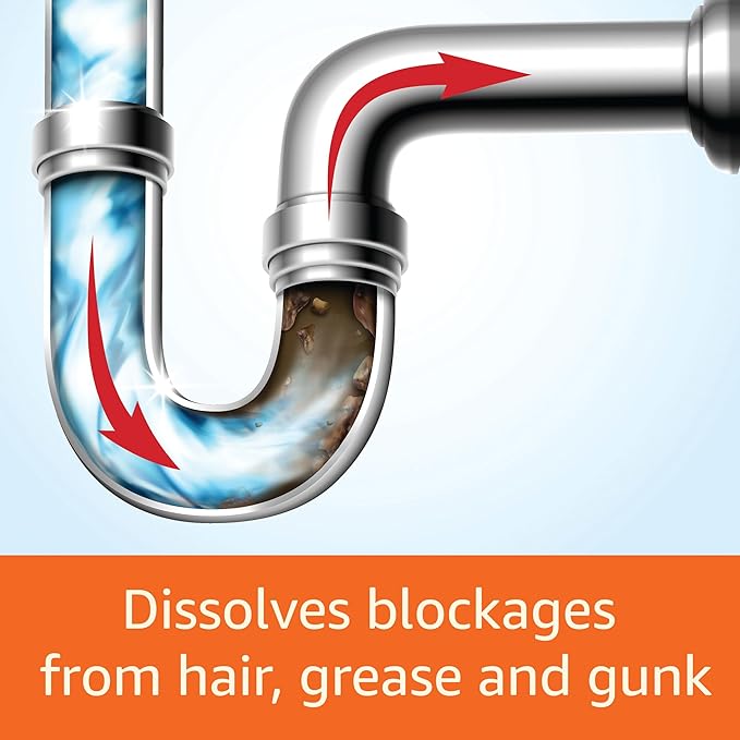 Amazon Basics Max Strength Drain Cleaner Gel, Hair Clog Remover, Dissolves Grease, Safe on All Pipes, 80 Fl Oz (Pack of 2)
