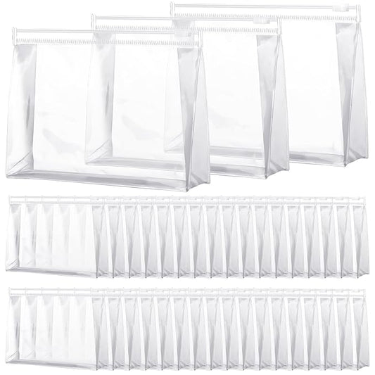 Xuniea 50 Pcs Mini Clear Makeup Bag Small Clear Zipper Pouch Travel Plastic Cosmetic Organizer Waterproof for Toiletries Swimsuit Bikini Bathing Suit (11'', Transparent)