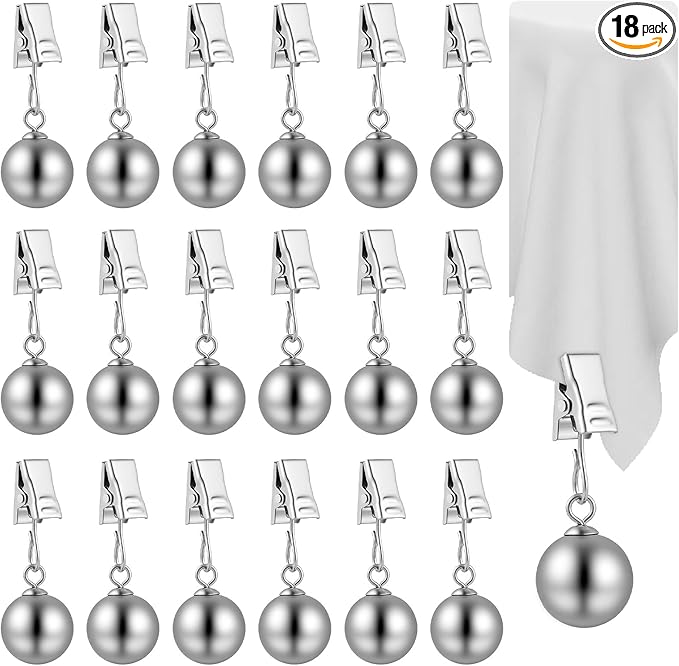 18 Pack Outdoor Curtain Weights, Heavy Duty Drapery Weights for Patio Pergola Cabana Gazebo, Stainless Steel Clips for Fixing Garden Flag, Shower Curtains, Tablecloth