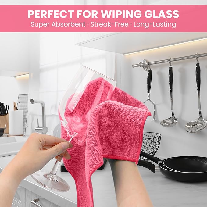34 Pack Microfiber Cleaning Cloth, 6 Assorted Colors Cleaning Rags for Housekeeping, Colorful Reusable Microfiber Towels for Car, Kitchen, Bathroom and Household Cleaning Supplies, 11.8"X11.8"