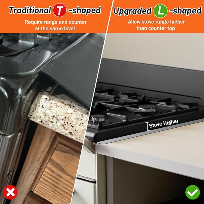 Stainless Steel Stove Gap Covers (2PCS),Stove Gap Filler,Range Trim Kit,Stove Guard for Kitchen Oven Gap Between Stovetop and Counter,Easy Clean Heat Resistant,Adjustable Length 13.8'' to 27.5''Silver