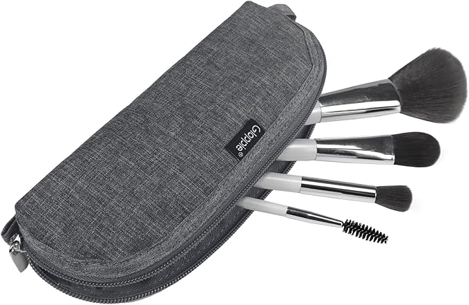 Gloppie Portable Makeup Brush Bag - Compact and Durable Small Cosmetic Case for Daily and Travel Use, Grey