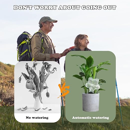 Star-Shaped 7.04oz/200ml Plant Watering Globes - 6 Self Watering Globes for Outdoor ＆ Indoor Plants - Automatic,Slow,Self Watering Spikes Care of Plants Everyday