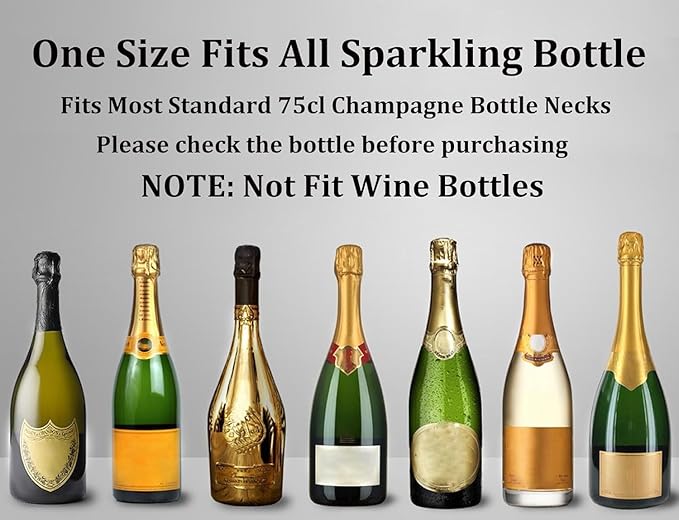 Champagne Stoppers for Bottles, Pafusen Champagne Sealer Stopper, Stainless Steel Champagne Cork Stopper Toppers, Saver for Champagne Cava Prosecco Sparkling Wine (Champagne -3-Pack-Rose Gold)
