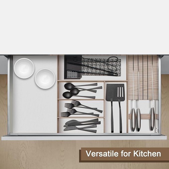 OcePor Non-Adhesive Drawer and Shelf Liner 12IN x 30FT, Non Slip Cabinet and Cupboard Liner, Kitchen Cabinet Liners for Shelves,Waterproof Drawer Shelf Liners for Cabinets/Bathroom Cupboard, White