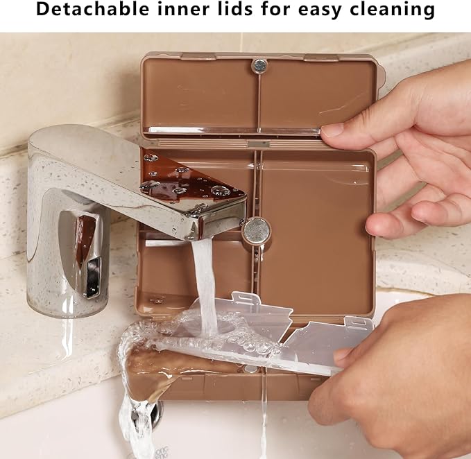 FYY 2 Pcs Daily Pill Organizer, 7 Compartments Portable Pill Case Travel Pill Organizer,[Folding Design] Pill Box for Purse Pocket to Hold Vitamins,Cod Liver Oil,Supplements and Medication-Brown