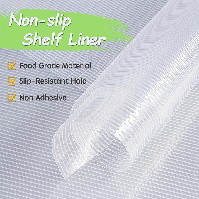 Songrey Non-Adhesive Shelf Liner, 23.6IN x 30FT Waterproof Cabinet & Drawer Liner, EVA Material Non-Slip Mat for Kitchen Cupboard, Refrigerator, Easy to Cut, Washable, Dark Gray