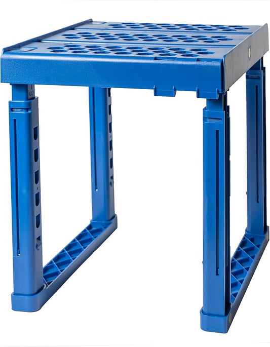 Locker Organizer Shelf， Adjustable Width and Height, Stackable, Ideal Locker Shelf for School, Office, Gym Lockers, or Even Kitchen Cabinets & Under Sink Organization (Blue)