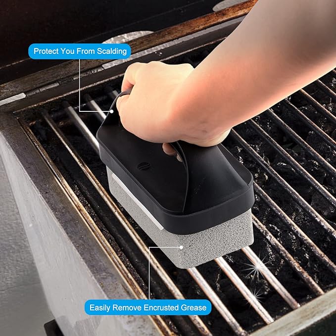 Blackstone Griddle Cleaning kit 16 Pcs, Heavy Duty Grill Cleaning Stone Bricks with Handle,Griddle Scrubber Scouring Pads with Handle and 6" Grill Scraper,Griddle Cleaner Brush Set for Flat Top