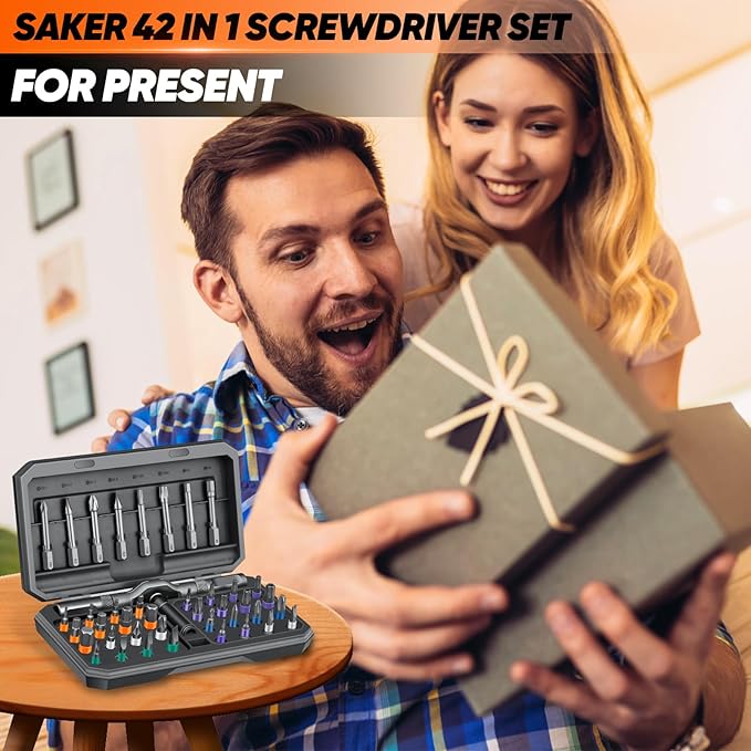 Saker 42-in-1 Magnetic Screwdriver Set, Multi-Bit Free Combination Ratchet Screwdriver Set Portable Repair Tool Kit for Gifts, Furniture, Computers, Bicycles, and DIY, Grey