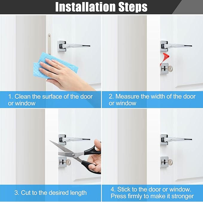 Draft Seal Tape for Doors and Windows 3 in x 40 Ft Silicone Weather Stripping Extra Thick 2mm Door Seal Strip with Strong Adhesive Draft Insulation Stopper Side Seal - White