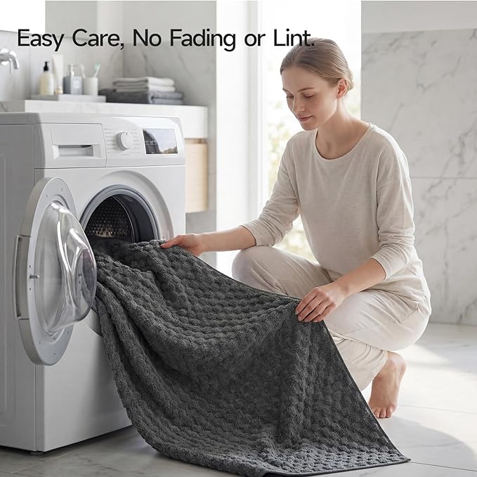 REDKISS 4 Pack Charcoal Gray Microfiber Bath Towels - Large Shower Towels Set for Bathroom, Super Absorbent Towel Set of 4 Large, Quick Dry Bathroom Towel for Spa, Gym, Travel, Lint Free, Ultra Soft