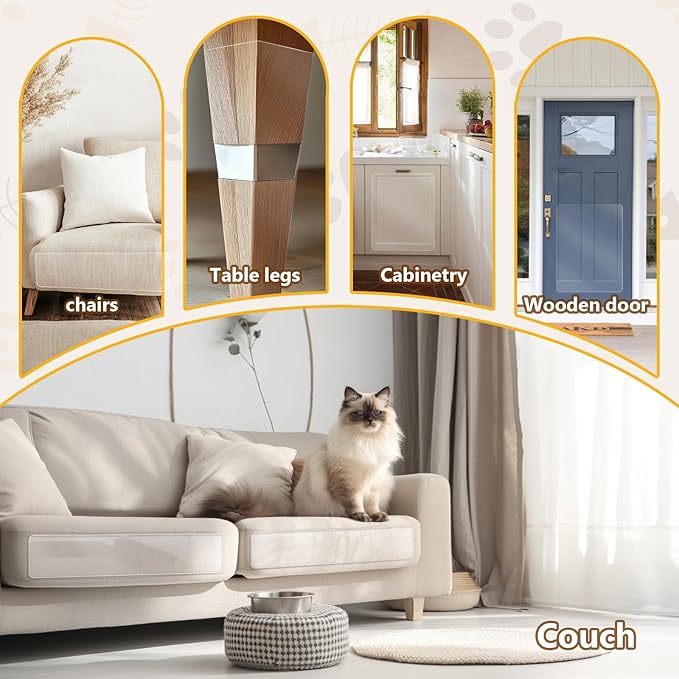 Anti Cat Scratch Furniture Protector, 18 Pcs Self-Adhesive Couch Protector for Cat Claws, Heavy Duty Couch Cover Furniture Protectors from Cats Scratching Tape for Sofa, Corner, Door, Chair