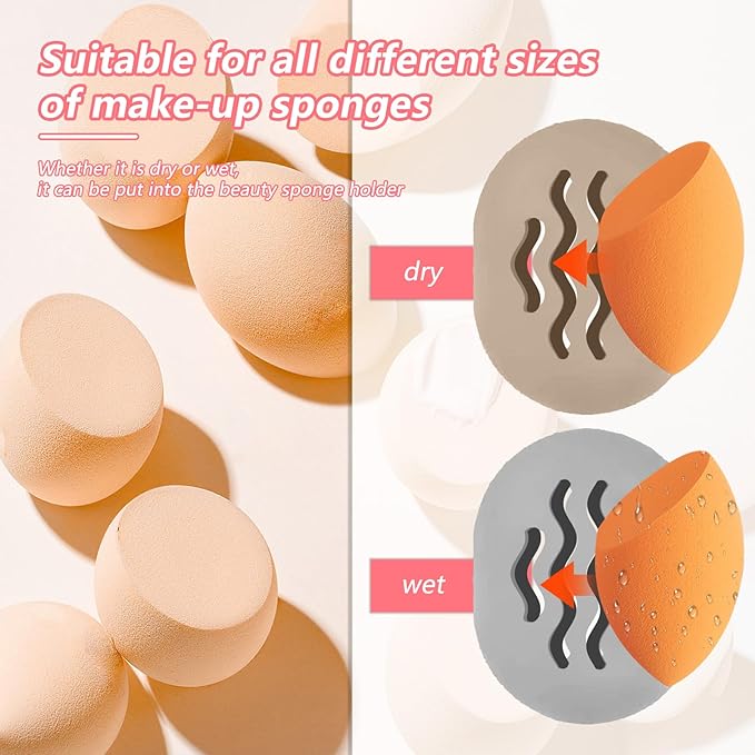 2PCS TIKIUKI Makeup Sponge Holder Beauty Blender Bolder Makeup Sponge Case Breathable Make Up Sponge Case Essentials Suitable for Business or Travel（Khaki+Gery）