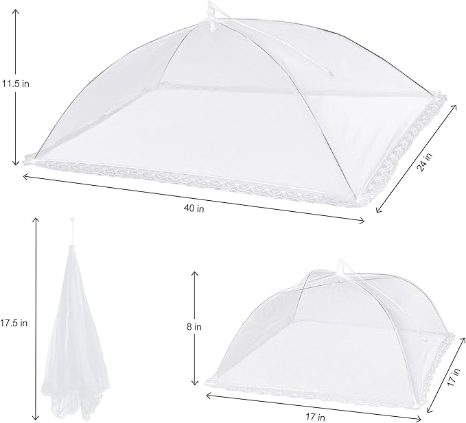 10 PACK Mesh Food Covers for Outside, Food Covers Outdoors Pop-up Food Tents 2 Extra Large (40"x24") & 8 Large (17"x17") for Picnic, Camping Supplies