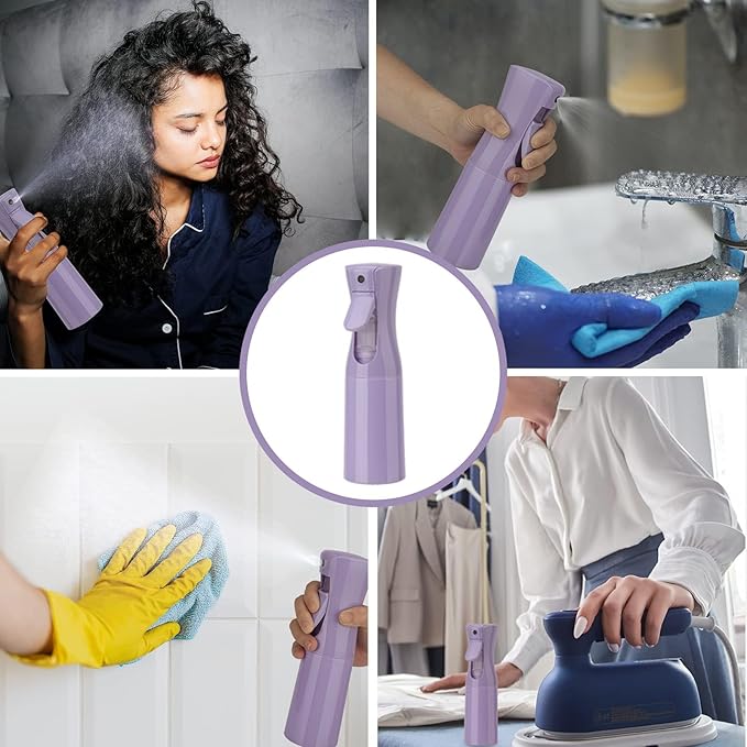 Spray Bottle for Hair (6.8OZ /200ML) Continuous Ultra Fine Mist Sprayer for Hair, Salons, Barber, Plants, Skin Care, Cleaning 2 Pack PURPLE