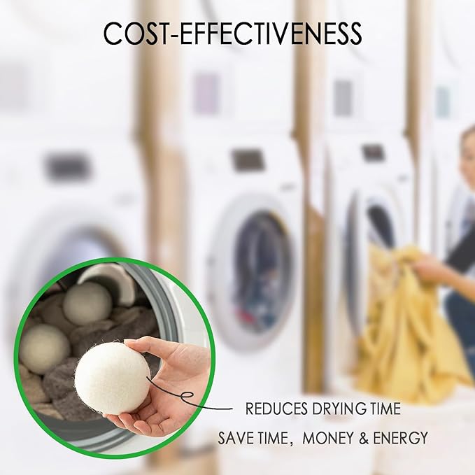 Wool Dryer Balls, 3 Count XL Dryer Lint Balls, Reusable Premium Natural Fabric Softener, Efficiently Add Essential Oils Instead of Dryer Sheets, Laundry Room Organization Essentials
