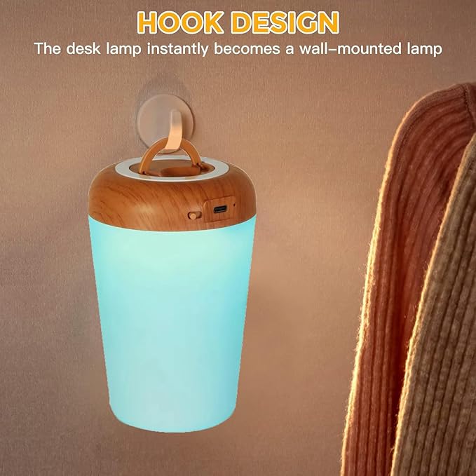 2-Pack LED Bedside Touch Desk Light,Small Night Light, Portable Desk Edge Light with 13 RGB Colors, Night Light for Bedroom/Nursery/Bathroom/Hallway/Outdoor/Living Room